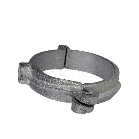 Hinged Split Ring Pipe Hanger One And A Half Inch Galvanized Iron With Three Eighths Inch Rod Fitting Vintage Mounting Bracket