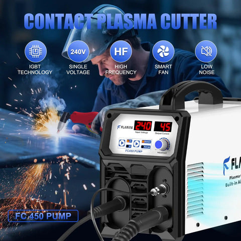 240V Plasma Cutter With Built In Air Compressor And High Frequency Inverter 45A Digital Cutting Machine in action