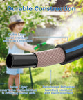 Compact Lightweight Garden Hose 1 Foot By 5 Eighth Inch With Three Quarter Inch GHT Male To Female Fittings in use with layers highlighted