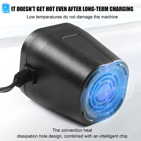 Beefy 150W Car Power Inverter 12V DC To 110V AC Converter with heat dissipation design and blue light indicator.