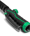 Close-up of 36 Inch Front Trigger Watering Wand Hose Nozzle with Carbon Fiber Texture and Non Slip Grip for precise watering.
