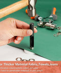 Using Hole Cutter with Heavy Duty Manual Grommet Press Kit With 500 Metal Eyelets For Fabric Tarps Banners And Curtains