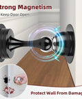 No Drill Magnetic Door Stopper 2 Pack Black Easy Install Door Catch Holder Keeps Doors Open With Strong Stainless Steel Magnet