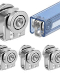 Four Pack Light Duty Two Wheel Trolley Assembly For One And Five Eighths Inch Strut Channel With Zinc Plated Roller Bearings M6 Mounting Holes