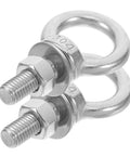 Beefy Heavy Duty Stainless Steel Swing Hardware Kit With Eye Bolts And Fixed Installation Buckles For Hammocks And Swings High Load Capacity With Quick Setup Screws And Bolts, close-up of stainless steel eye bolts