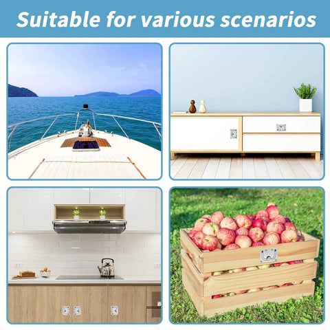 Stainless Steel Hatch Pull Flush Lift Ring for boat deck hatches and cabinets, installed on boat, furniture, kitchen, and crate.