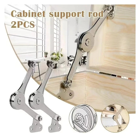 Two Pack Hydraulic No Slam Soft Close Cabinet Hinges Adjustable Lift Up Flap Stay Supports shown on cabinet