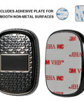 Front and back view of Golf Rangefinder Magnetic Holder Mount With One Lock Access, showing adhesive backing and strong magnets.