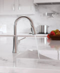 hansgrohe Joleena Pull Down Kitchen Faucet, Transitional, Magnetic Hand Sprayer, 1-Handle, 1.75 GPM, Chrome, 04112000 in kitchen sink.