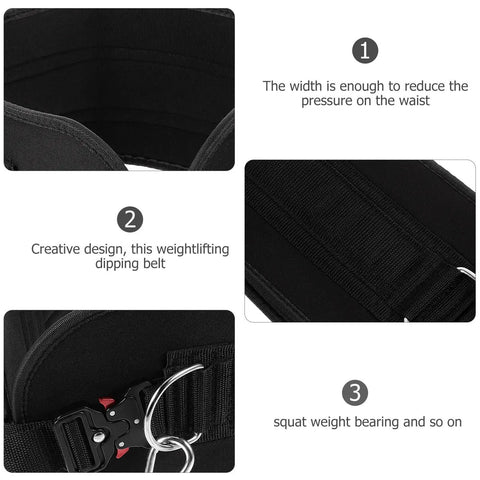 Heavy Duty Weightlifting Waist Belt With Thickened Metal Chain, black, detailed design for back support