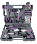 44 Piece 4V Cordless Screwdriver Tool Kit Set in Pink for Women, shown open with tools in storage case; home repair essentials