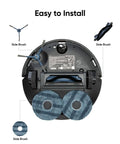 Must Have Accessory Kit For Robot Vacuum Omni C20 including 2 side brushes, 1 rolling brush, 2 mop pads shown on vacuum base