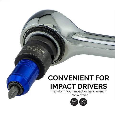 Impact Wrench Adapter One Half Inch Drive To One Quarter Inch Hex Converter with Quick Change Chuck for Ratchet Tools