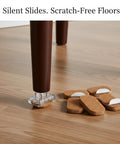 Self-Adhesive Felt Pads For Furniture Glides, 0.92 X 0.92 Inches, 4-Pack, PP Plastic Base on hardwood floor