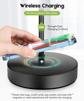 Wireless charging pad on industrial desk lamp for easy phone charging, part of Set Of 2 Industrial Wireless Charging Desk Lamps With 3 Way Touch Control Dimmable Lighting USB Port Bedside Nightstand Lamps Hanging Seeded Glass Shade Ideal For Office Bedroom Or Living Room Bulb Included.