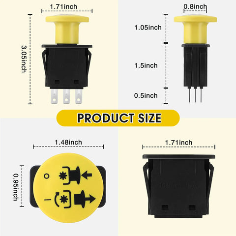 PTO Switch For Lawn Mower Clutch Upgrade 10 Amp Waterproof Dustproof IP65 Heavy Duty Yellow Built Tough For Bad Boy Mowers