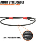 Two Point Five Foot Bike Cable With Loops 5mm Braided Steel Cut Resistant Weatherproof Security Cable with rust-protective vinyl