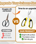 8 Inch Heavy Duty Utility Scissors For Kitchen Office Craft And DIY Workhorse Multipurpose Stainless Steel Shears For Cardboard Fabric Carpet Leather And Thin Wire With Protective Cover, yellow grip