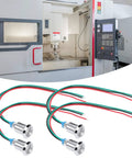 10mm Round LED Indicator Lights With Common Cathode, Dual Color Red And Green, shown with CNC machine for panels, pre-wired