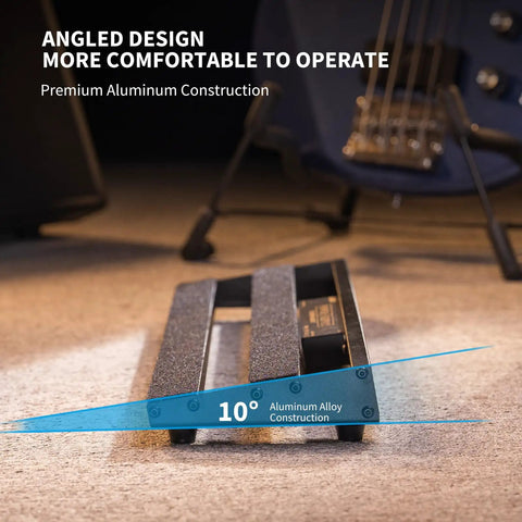 Grab-And-Go Guitar Pedalboard With Built-In Power Supply, Nine Independent Outlets Plus USB Port, angled design on rug