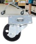 Heavy Duty 3 Inch Swivel Caster Wheel Pair Dual Bearing Cast Iron Housing showing smooth rubber tread underside at a shopping cart.