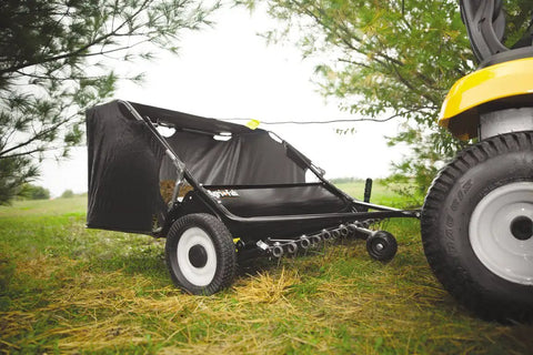 Front Mount Dethatcher Made In USA For Lawn Care, Pro Grade Thatch Removal Tool With Heavy Duty Tine Attachment, metallic finish