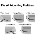Image showing mounting positions of the StrongARM Metal Toilet Tank Lever Universal Fit For Front Angled Side Left And Right Mount Toilets.