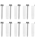 Heavy Duty Drywall Anchor Kit With Screws For TV Wall Mounts 10 Pack, white plastic anchors and steel screws