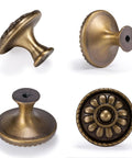 Antique Brass Cabinet Knobs 10 Pack Solid Zinc Alloy Vintage Drawer Knobs for dressers and nightstands, rust resistant finish.