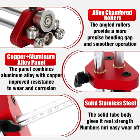 Edge Roller For Sheet Metal Bending With 0 To 100 Degree Range showing stainless steel rollers, alloy panel, and measurement scale.