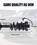 2 Piece Front Strut Shock Absorber With Magnetic Springs For 2015 To 2022 Escalade Tahoe Suburban Silverado Sierra 1500 Yukon XL Denali For A Smoother Ride And Tougher Feel showing detailed dimensions and coil design
