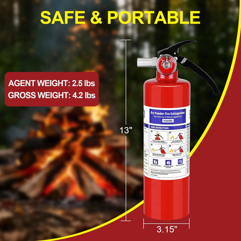 Top Shelf Two Pack Dry Chemical Fire Extinguishers With Wall Bracket 2.5 Lb 1A 10B C Rated Badass Heat Resistant Home Garage Auto And Shop Killer Safety Gear