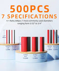 500 Pcs Heat Shrink Tubing Kit With 4 To 1 Shrink Ratio Adhesive Lined Marine Grade Shrink Wrap sizes and specifications