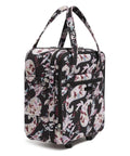 Underseat Rolling Work Bag With Laptop Sleeve And Botanical Paisley Print For Commuters, Softside Travel Ready Tote, side view