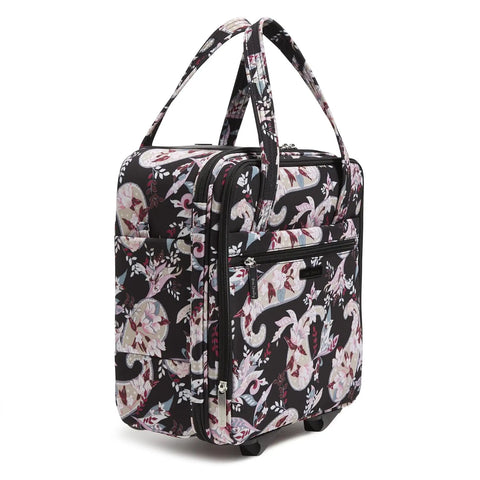 Underseat Rolling Work Bag With Laptop Sleeve And Botanical Paisley Print For Commuters, Softside Travel Ready Tote, side view