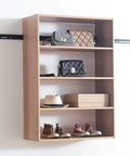 Modern Oak Wall Closet Organizer With Modular Shelves And Kickass Hanging Rod Heavy Duty Mounted Storage Rack for shoes and bags
