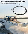 Boat on water with 16Ft Throttle And Shift Control Cable Replacement 0173116 Fits BRP OMC Johnson Evinrude Outboard Engines