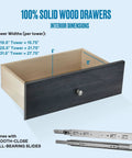 100% solid wood drawer interior dimensions 12in depth, 6in height with smooth-close ball-bearing slides for Grey Modular Closet Shelf Tower.