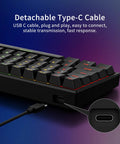 Detachable Type-C cable connection on Compact 60 Percent Wired Mechanical Gaming Keyboard With 68 Keys And Separate Arrow Layout.