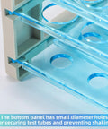 Close-up of Heavy Duty 50 Hole Test Tube Rack For 13, 16, And 18mm Tubes, showing multi-layer detachable tray design.