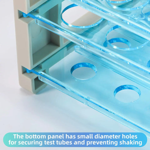 Close-up of Heavy Duty 50 Hole Test Tube Rack For 13, 16, And 18mm Tubes, showing multi-layer detachable tray design.