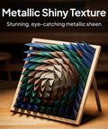 Wall art showcasing a 3D geometric design with metallic shine on a wooden frame, perfect for artists using Metallic Bronze 1.75mm PLA Filament.