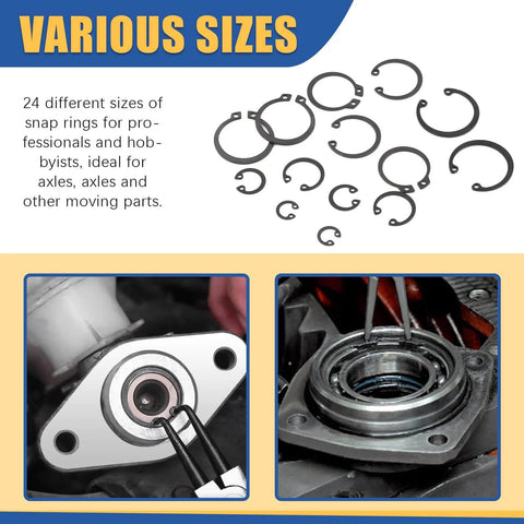 Snap Ring Pliers Set With 4 Interchangeable Jaws And 260Pcs Internal External Circlips Assortment Kit for automotive DIY use