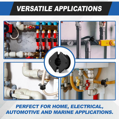 Briwooody 3/4-inch thru-stud isolation clamp, black plastic pipe support for PEX, copper, CPVC pipes (installed)