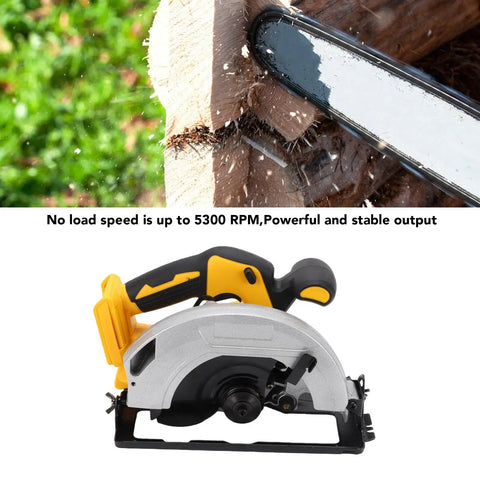 Kickass Cordless Circular Saw With Brushless Motor And 5300 Rpm Speed cutting through wood, showcasing depth adjustment and clean cuts.