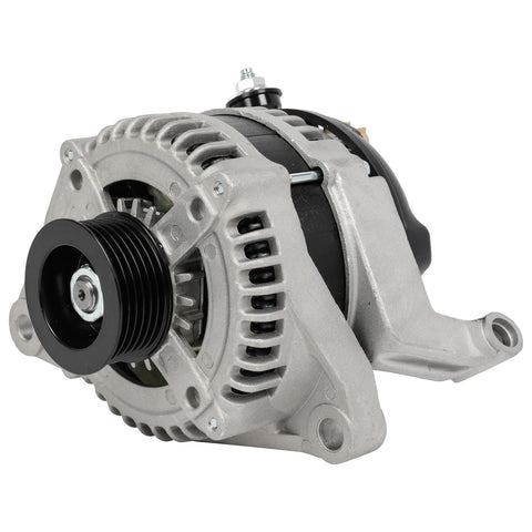 Beefed Up 12V 136Amp Alternator Replacement For Dodge Ram 1500 Durango Jeep Liberty Grand Cherokee 2001-2006 3.7L 4.7L 6 Groove CW Pulley OEM 13912 Fitment, angled view