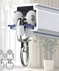 Heavy Duty Ceiling Curtain Track System With Wall Mount, Whisper Quiet Aluminum Roller Rail For Heavy Curtains, 10.5ft White Ceiling Mounted Track Rods With Silent Glide Strips And Hooks, close-up roller