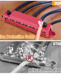 Power Distribution Block Bus Bar Kit With 6 3 By 8 Inch Posts And 10 No. 8 Terminal Screws, red nylon cover vs polycarbonate plastic