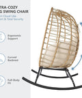Side view of Double Wicker Egg Chair Rocker For Indoor Or Outdoor Patio Cozy Two Person Lounge Chair With Thick Cushions