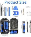 115 In 1 Precision Screwdriver Set With Magnetic Bits And Non Slip Handle Pro Quality Repair Kit for electronics with organized case shown open with tools